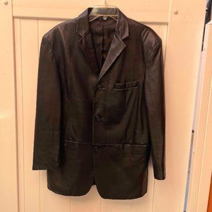 Alfani Men's Black Leather Long Jacket M/L